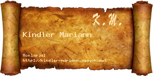 Kindler Mariann névjegykártya